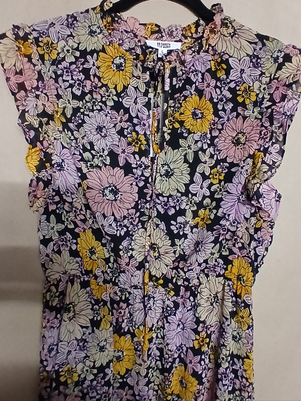 BB Dakota by Steve Madden Black Floral Maxi Dress with Yellow and Pink Flowers - Picture 11 of 11